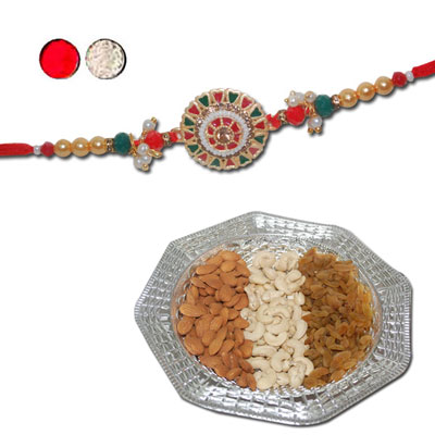 "Rakhi - ZR-5010 A (Single Rakhi) , Dryfruit Thali - code RD700 - Click here to View more details about this Product